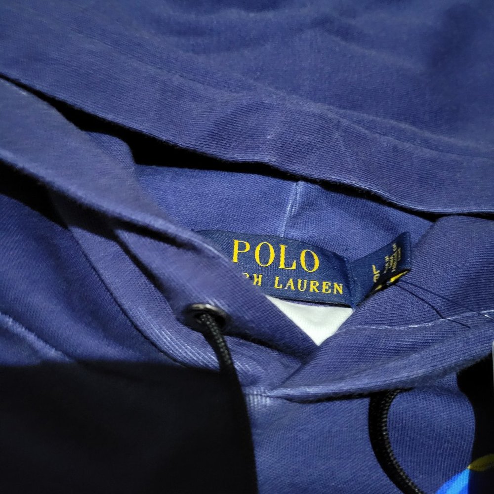Polo Ralph Lauren Alpine Skier Skiing Team Hoodie Blue Large Racing PRL1 Down - Picture 11 of 12